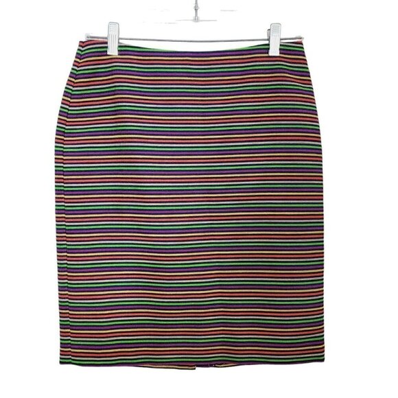 Talbots Petites 2 Piece Pencil Skirt Suit Set Sz 4P Rainbow Striped Fun Career - Picture 6 of 15
